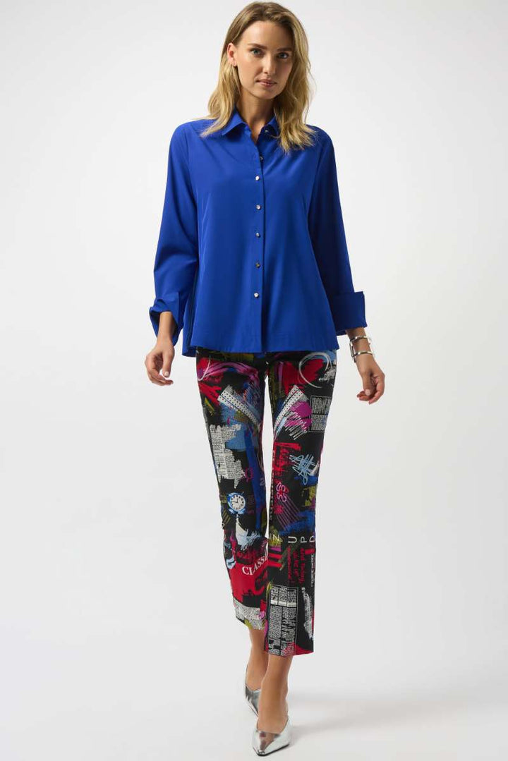 Stretch Poplin Button-Front Boxy Blouse in Royal Sapphire 253923 by Joseph Ribkoff