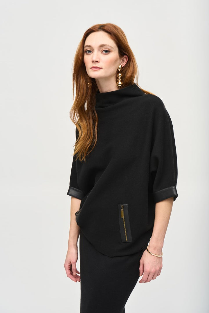 sweater-knit-funnel-neck-top-in-black-joseph-ribkoff-front-view_1200