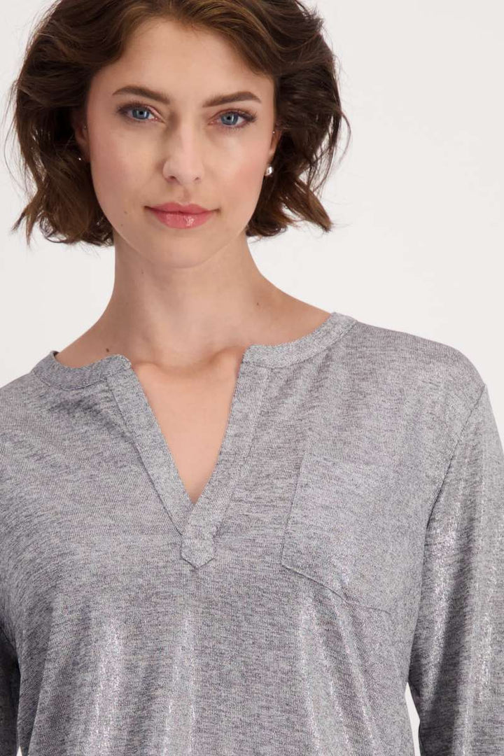 T-Shirt in Chrome Melange 808650MNR by Monari in Chrome Melange, size 34