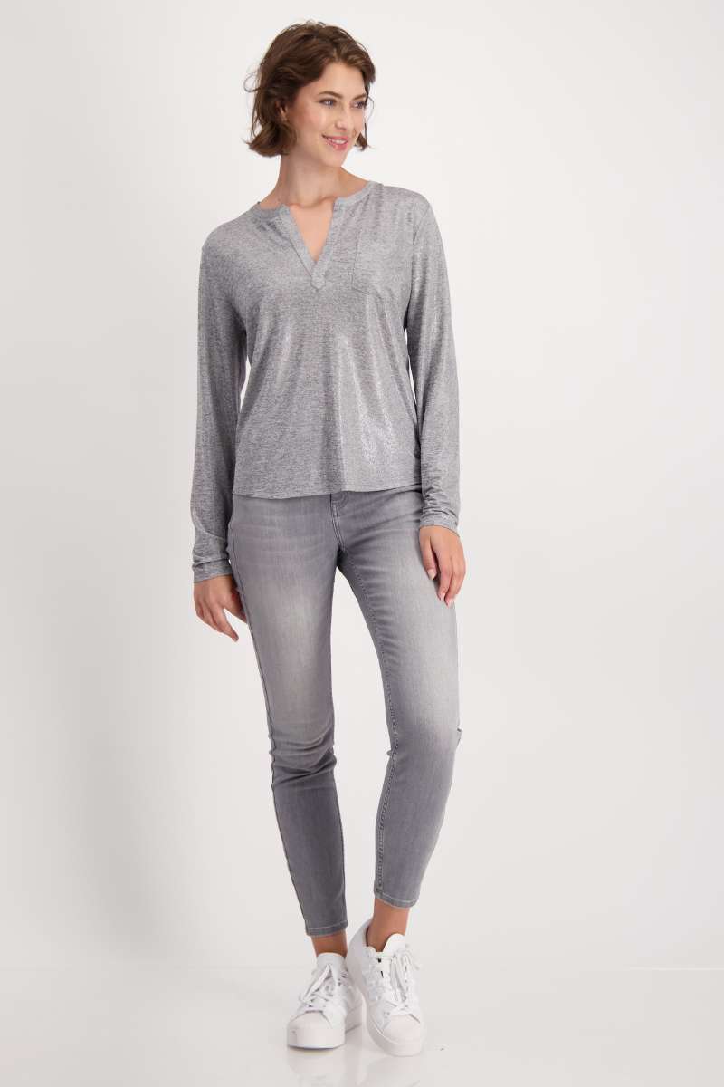 T-Shirt in Chrome Melange 808650MNR by Monari