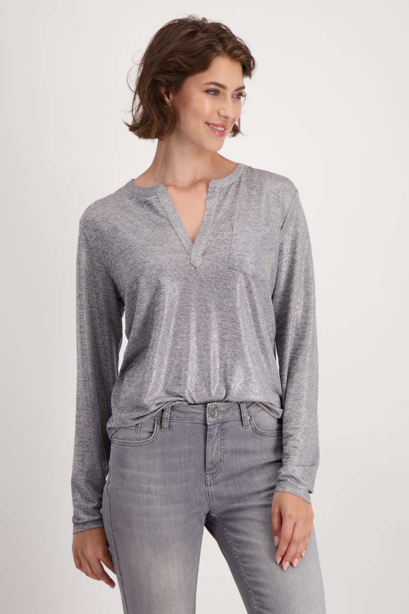 T-Shirt in Chrome Melange 808650MNR by Monari