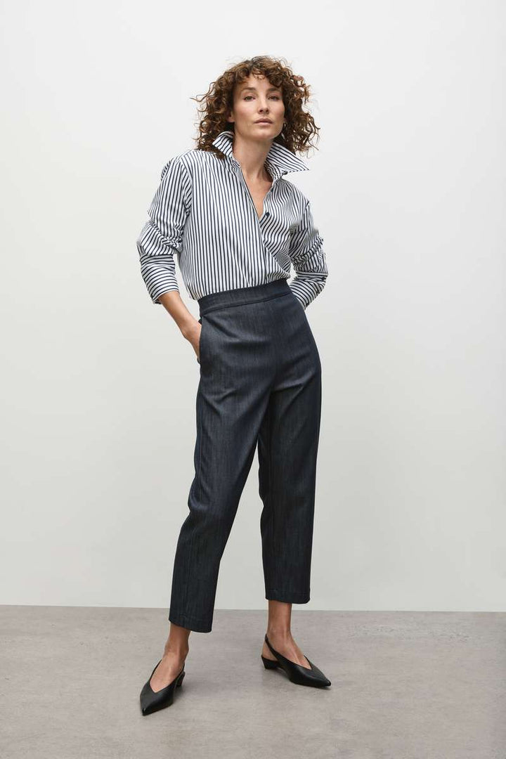 Pre Order Tapered Flat Pant F415 1831 in Deep Indigo by MELA PURDIE