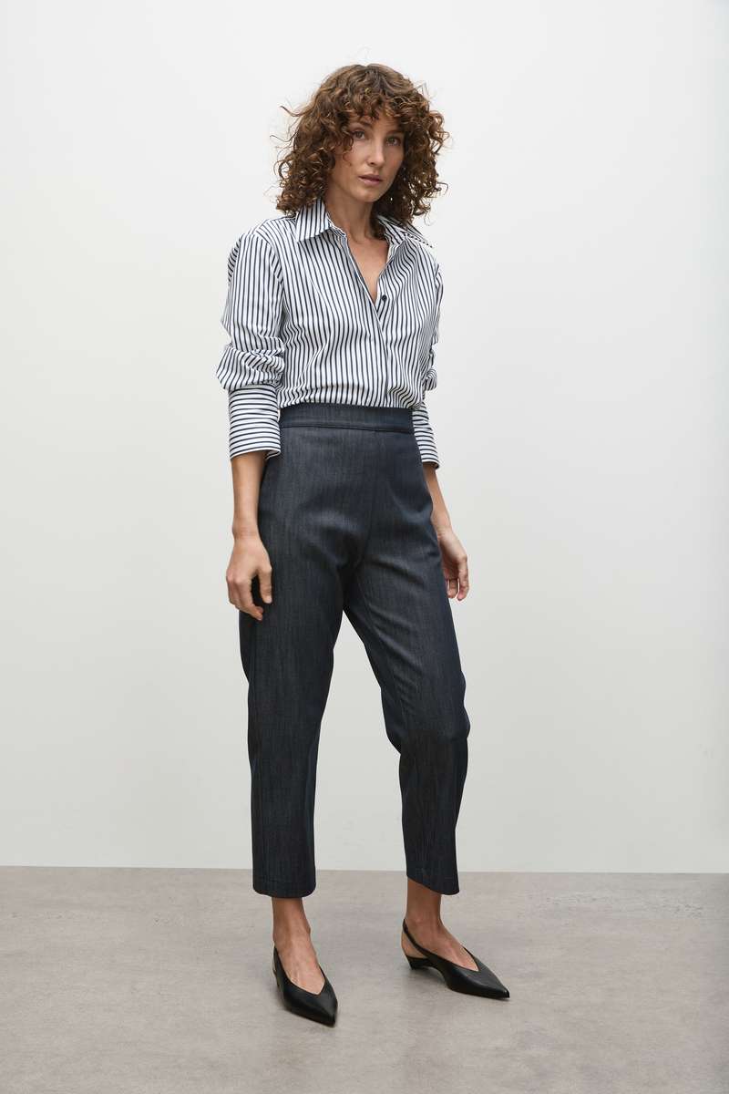 Pre Order Tapered Flat Pant F415 1831 in Deep Indigo by MELA PURDIE