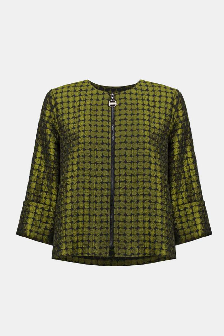 Textured Dot Jacquard Swing Jacket in Black Green 253125 by Joseph Ribkoff