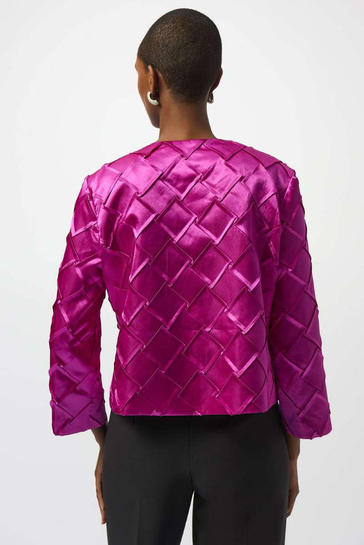 Textured Satin Collarless Jacket in Cosmos 253997 by Joseph Ribkoff