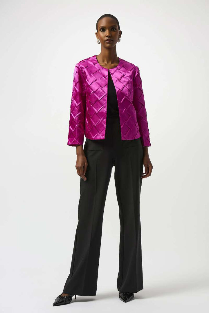 Textured Satin Collarless Jacket in Cosmos 253997 by Joseph Ribkoff