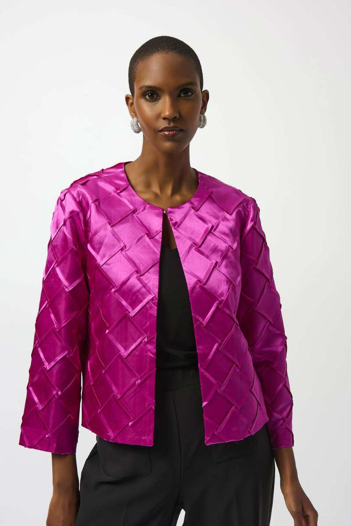Textured Satin Collarless Jacket in Cosmos 253997 by Joseph Ribkoff