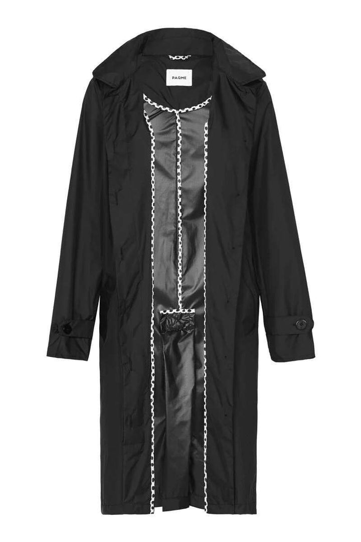 PAQME Trench Recycled Womens Raincoat 204B in Black in Black, size S