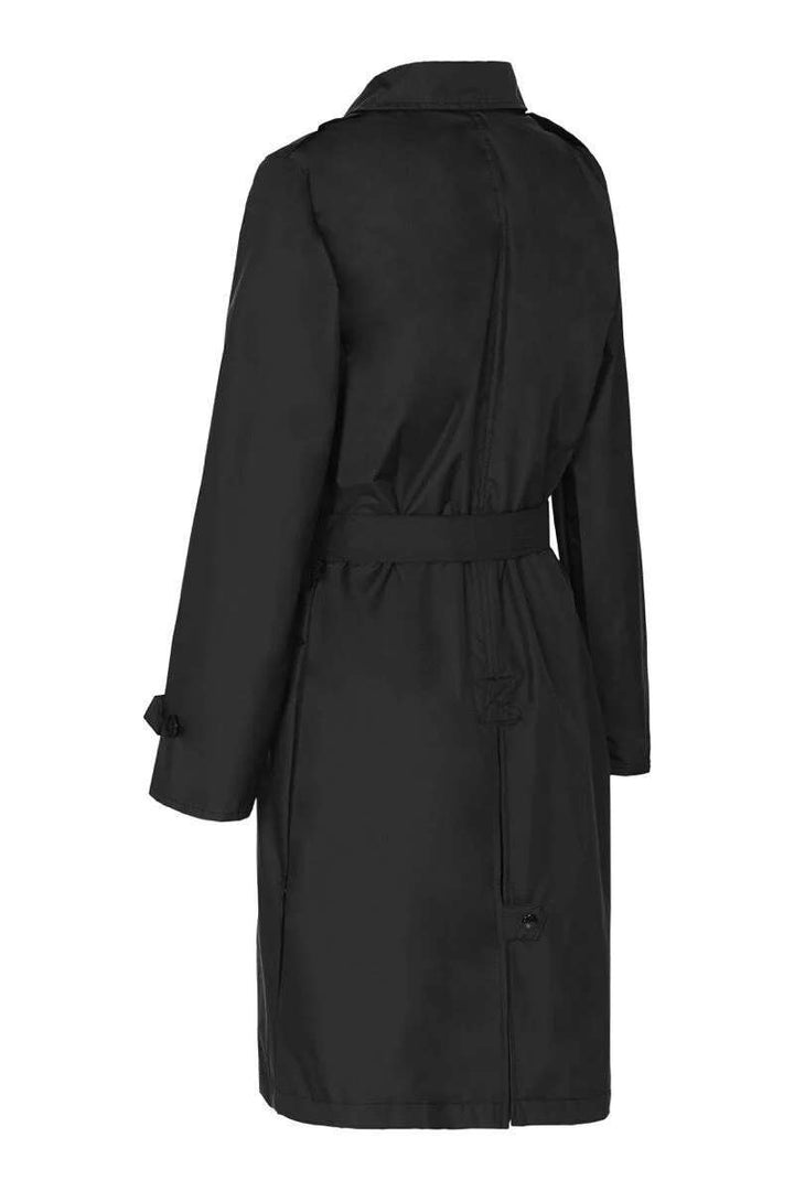 PAQME Trench Recycled Womens Raincoat 204B in Black in Black, size S