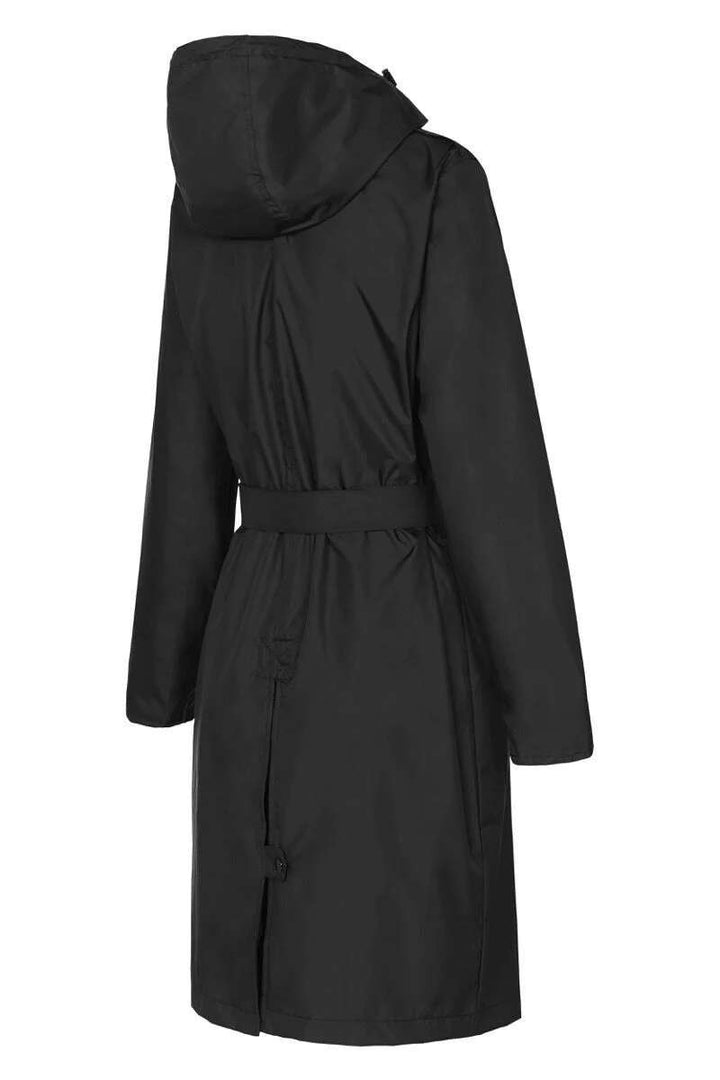 PAQME Trench Recycled Womens Raincoat 204B in Black in Black, size S