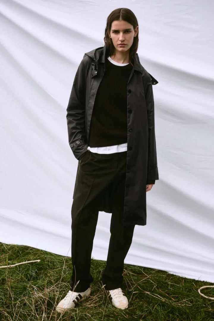 PAQME Trench Recycled Womens Raincoat 204B in Black in Black, size S