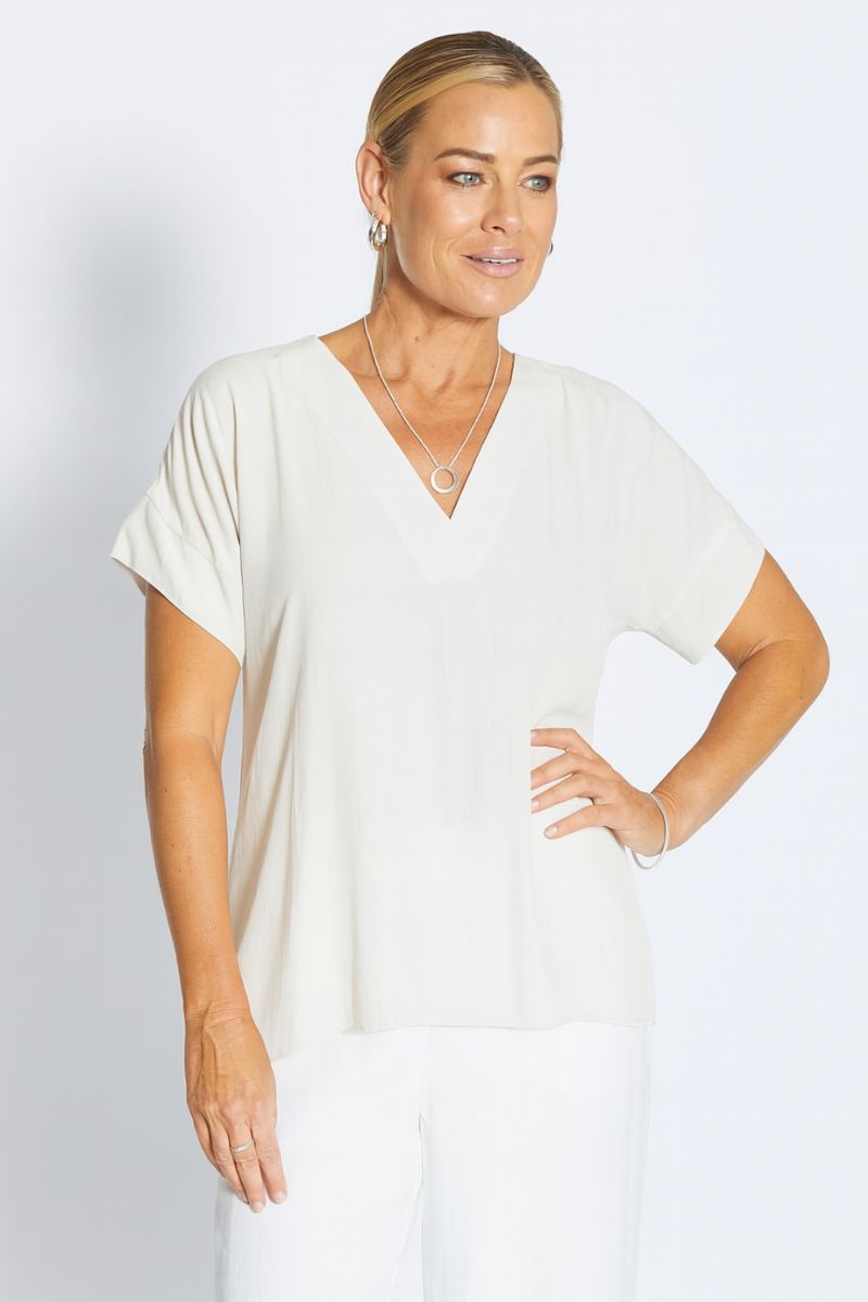 Tulsa v neck tee in Stone by Philosophy