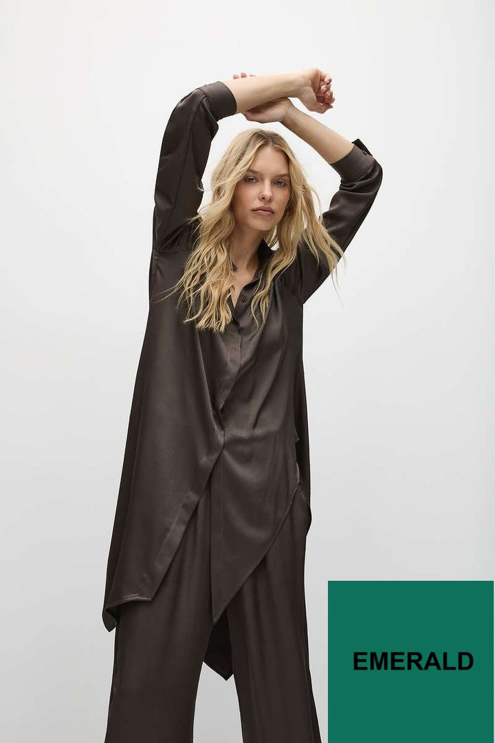 Pre Order Veil Tunic In Emerald & Leather F608 8709 by Mela Purdie