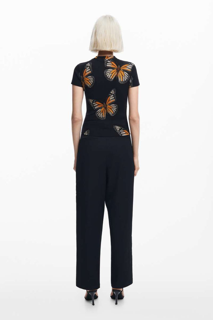 Women Knit T-Shirt Croise Short Sleeve in Black 24WWTK55 by Desigual