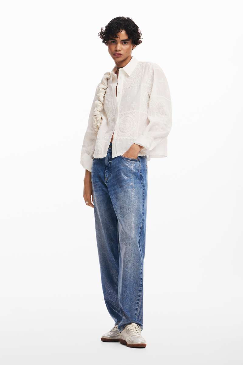 Women Woven Shirt Cam Sendai Long Sleeve in White 24WWCW31 by Desigual
