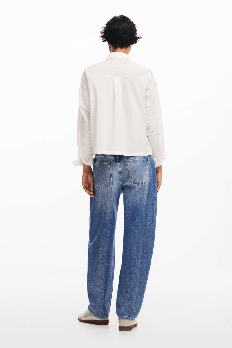 Women Woven Shirt Cam Sendai Long Sleeve in White 24WWCW31 by Desigual