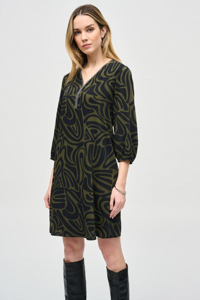 woven-abstract-print-a-line-dress-in-black-green-joseph-ribkoff-front-view_1200x
