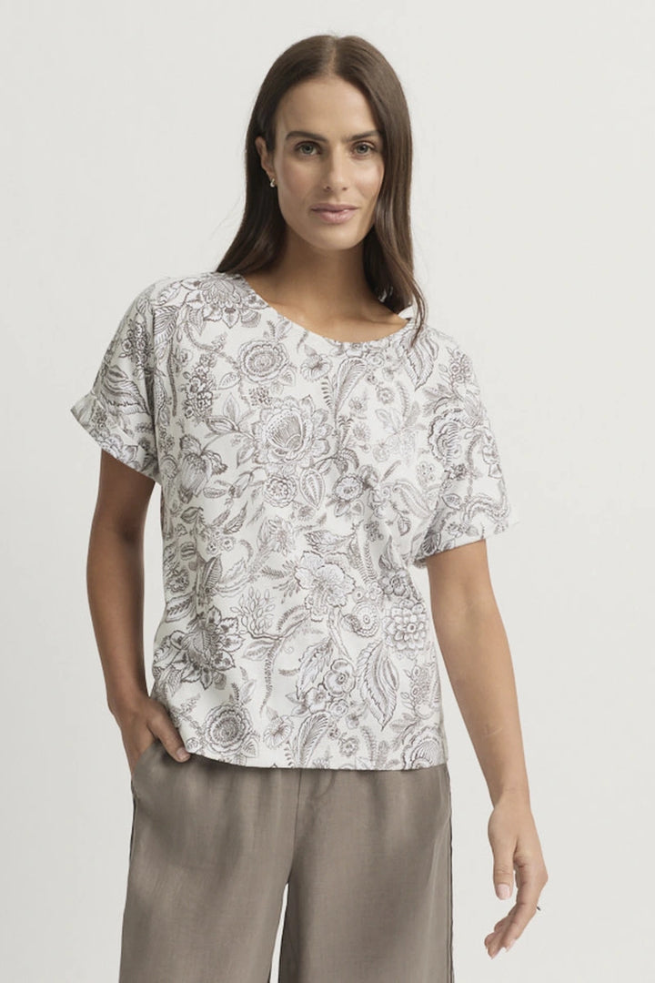 Yarra Trail Delicacy Tee YTWN3090 in Delicacy Print, front view on model