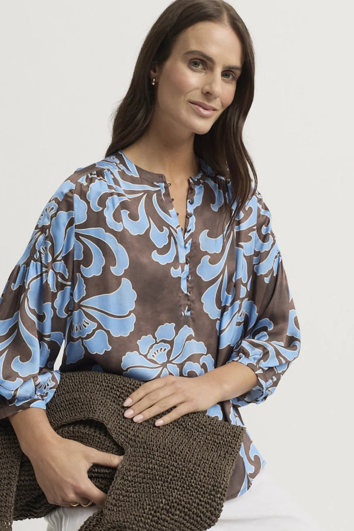 Yarra Trail Elegance Blouse YTWN4390 in Elegance Print, front view on model