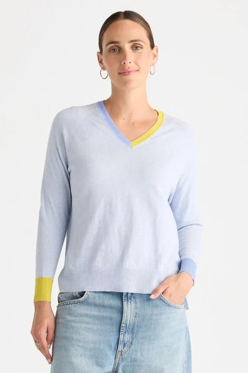 V Accent Knit in Clear Sky by Zaket & Plover – ZP8803