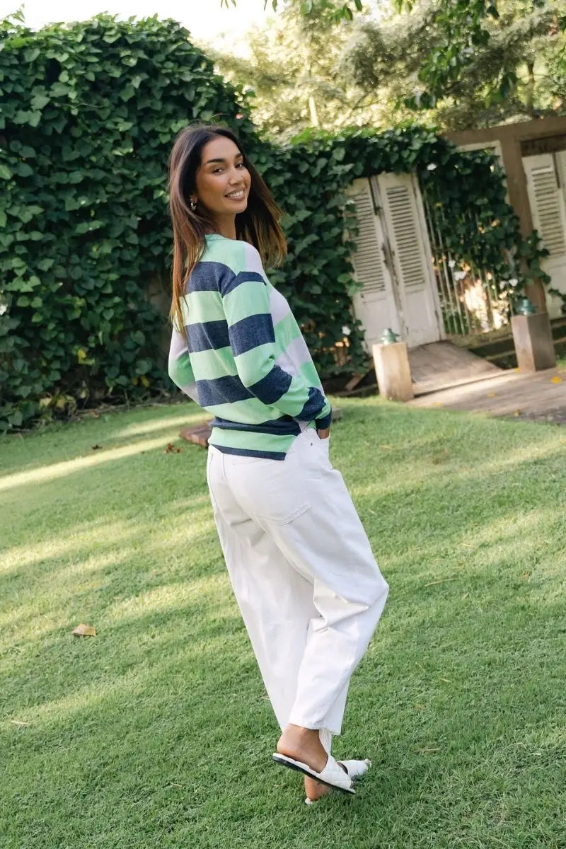 Coastal Striped Knit in Jelly Mint by Zaket & Plover – ZP8804