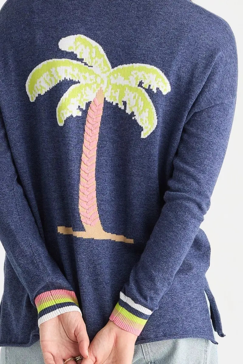 Detail of Island Tie Knit in Denim by Zaket & Plover style ZP8805 neckline and cuff