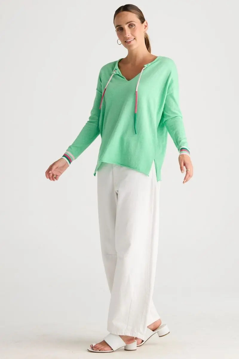 Woman wearing Island Tie Knit in Jelly Mint by Zaket & Plover style ZP8805 front