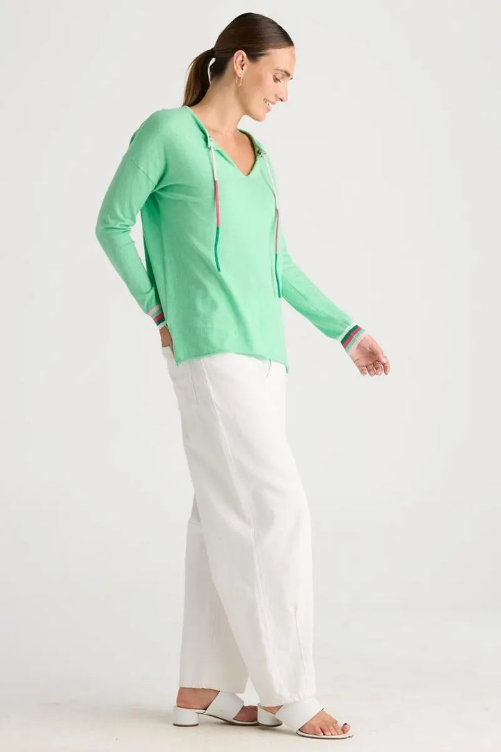 Woman wearing Island Tie Knit in Jelly Mint by Zaket & Plover style ZP8805 side