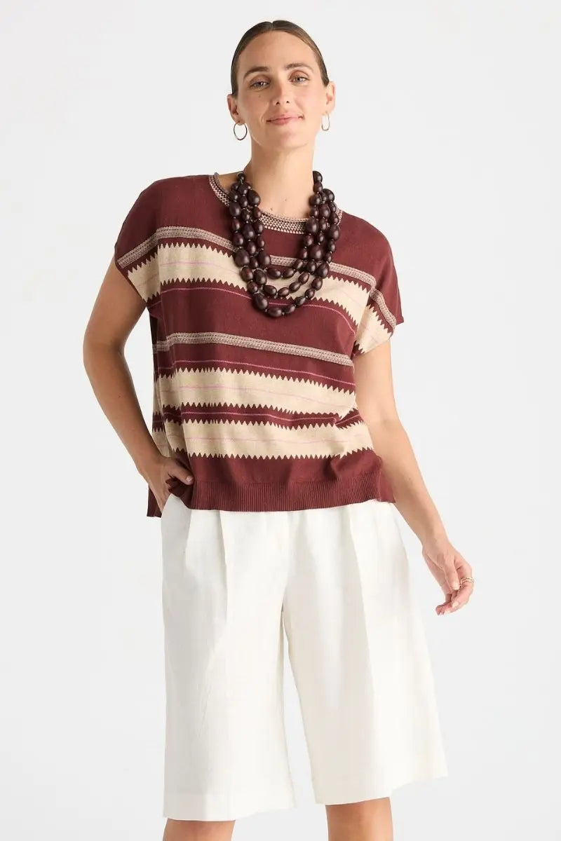 Zig Detail Top in Sangria by Zaket & Plover – ZP8806