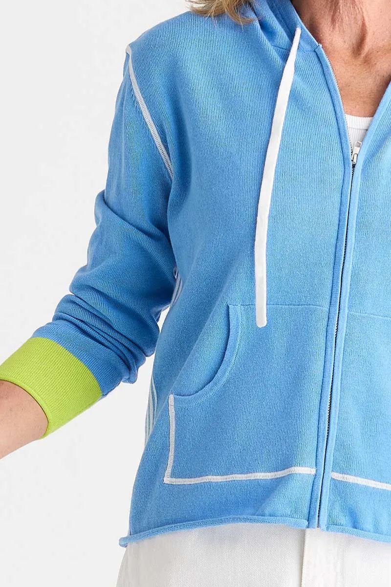 Zaket and Plover Sports Hoodie Cornflower knit texture and hood detail ZP8816