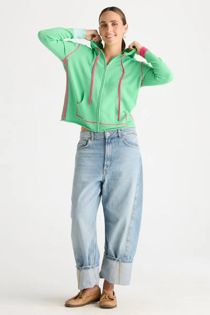Woman wearing Sports Hoodie in Jelly Mint by Zaket & Plover style ZP8816