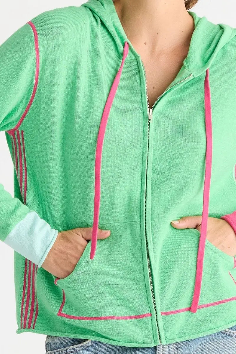 Detail of Sports Hoodie in Jelly Mint by Zaket & Plover style ZP8816 zip and trim
