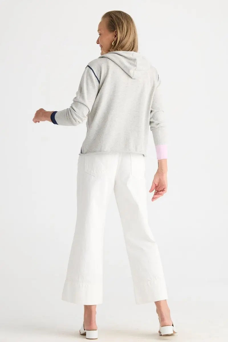 Woman wearing Sports Hoodie in Light Marle by Zaket & Plover style ZP8816 back