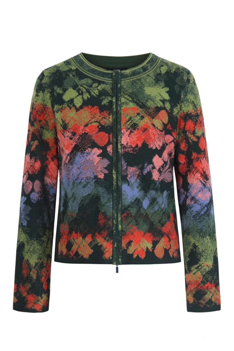 Zip Cardigan, Camouflage Pattern in Forest 242720 by IVKO