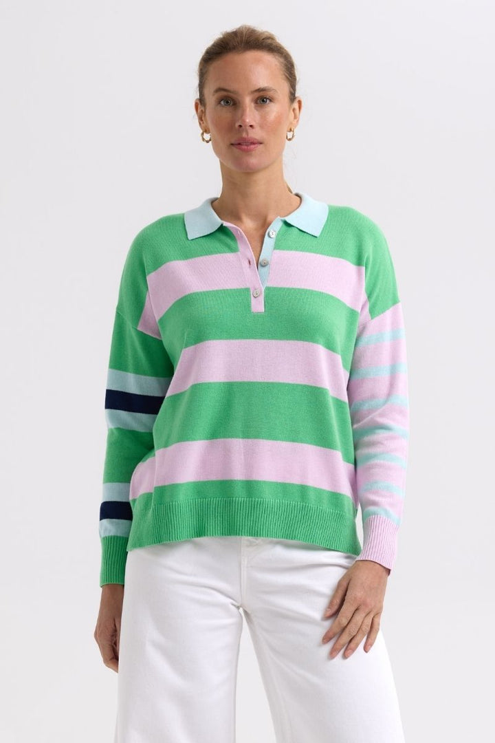 Blah Blah Rugby Top  ZP7723 by Zaket & Plover in Apple in XS / Green