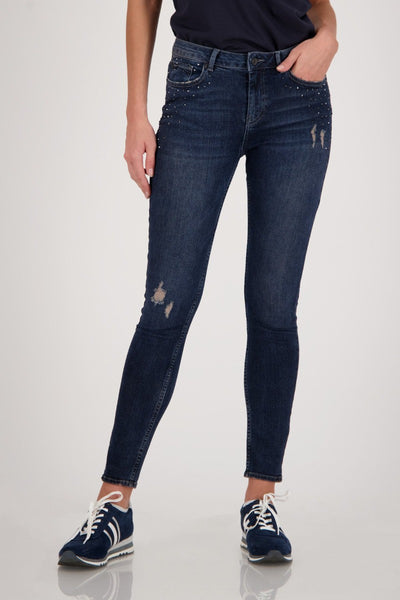 Monari-Used-look-skinny-jeans-fabric-with-rhinestones-Blue-405969-Full View_1200px