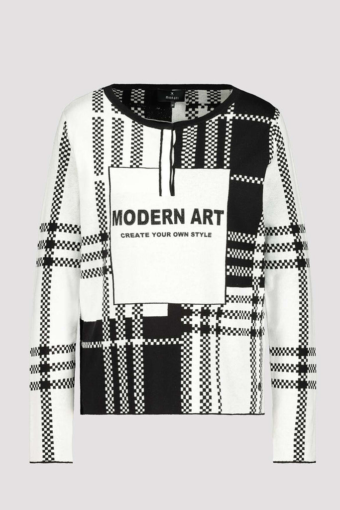 Monari-Check-Color-Block-Sweater-Black-805540MNR-Front View_1200px