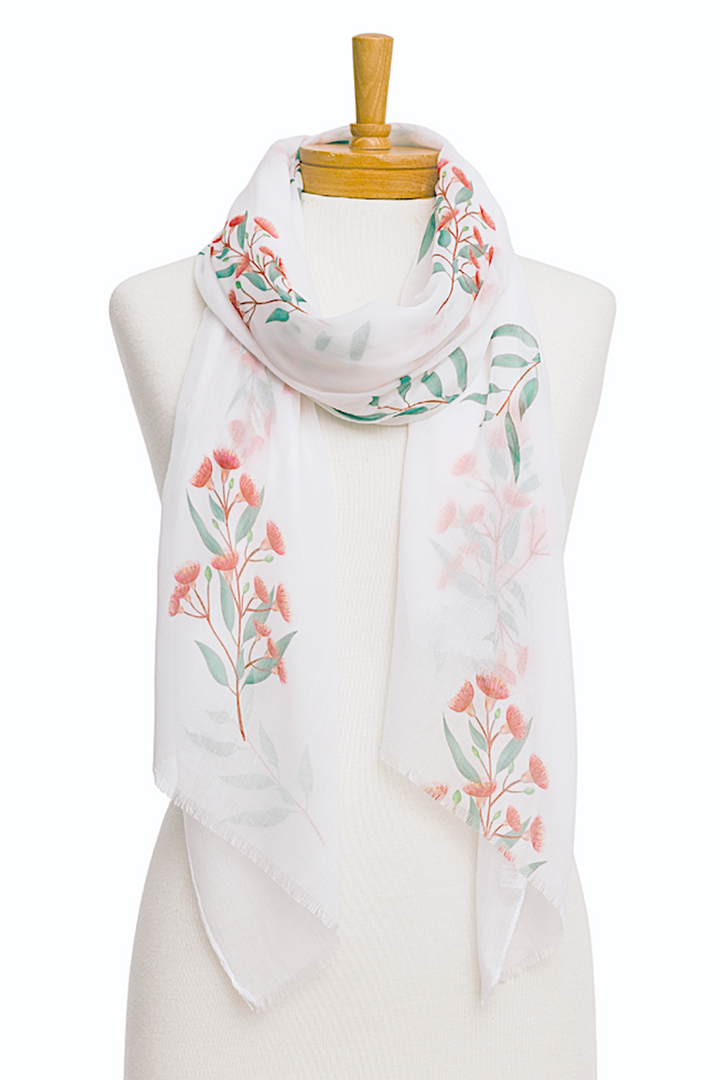 White Red Flowering Gum Scarf AGCS1014 by Australiana Gifts Co