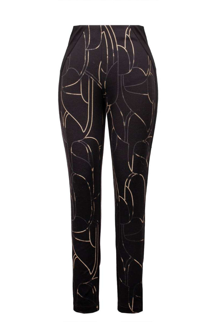 abstract-print-pants-in-black-gold-joseph-ribkoff-front-view_1200x