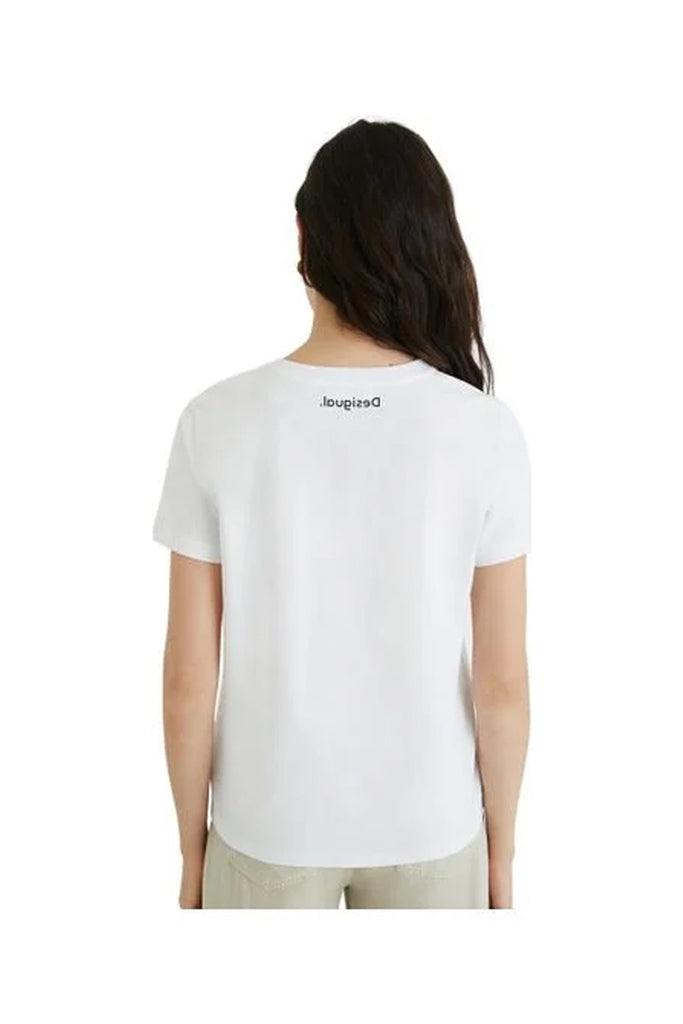 Desigual-Women's-Short-Sleeve-T-Shirt-Blanco-21SWTKDI-Back View_1200px
