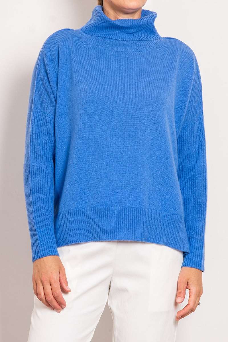 Gigi Step Roll Neck Knit in Azure 19108 by Mia Fratino