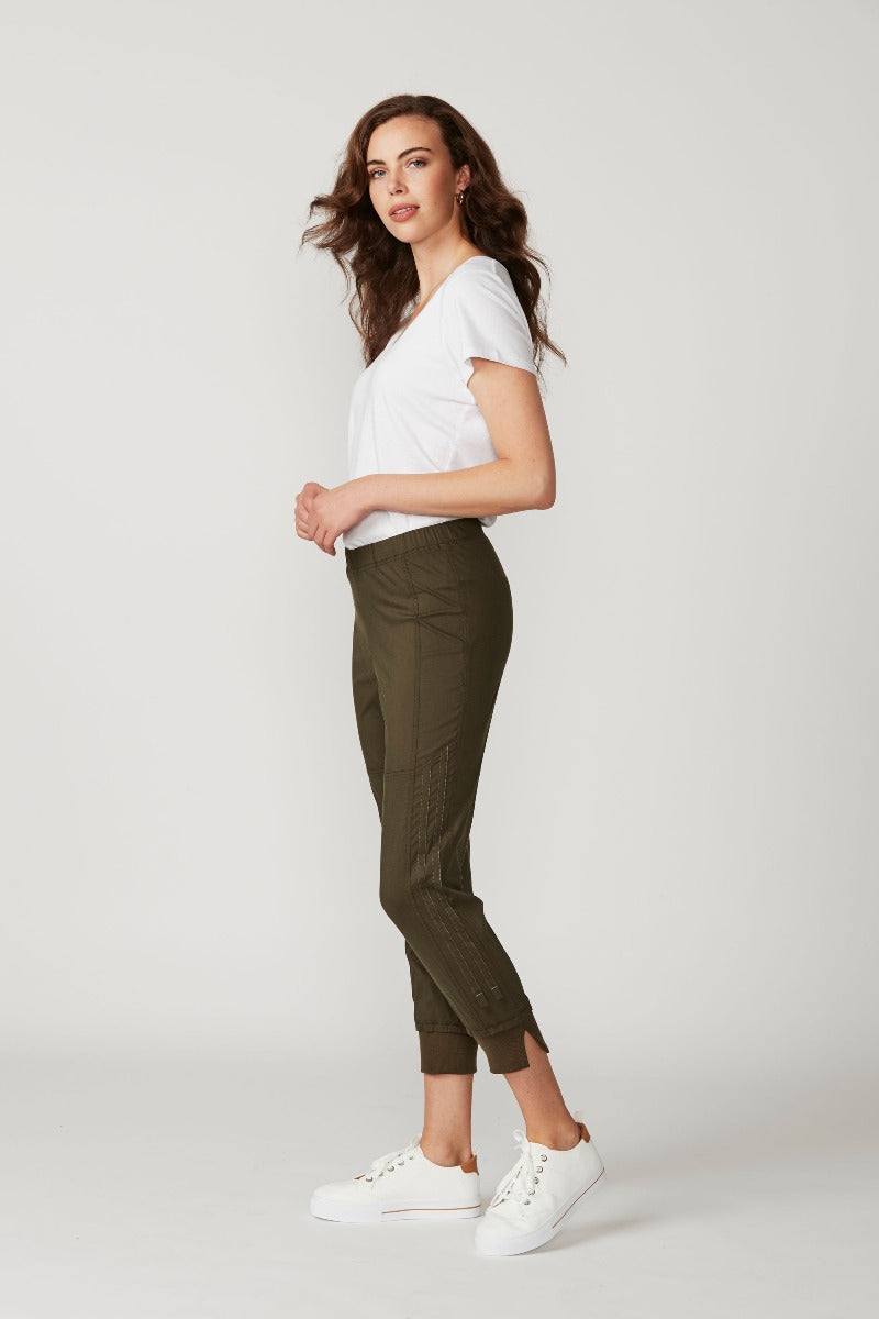 Lania-L.T.L-Port-7/8-Pant-Olive-NLA2743F-Side View_1200px