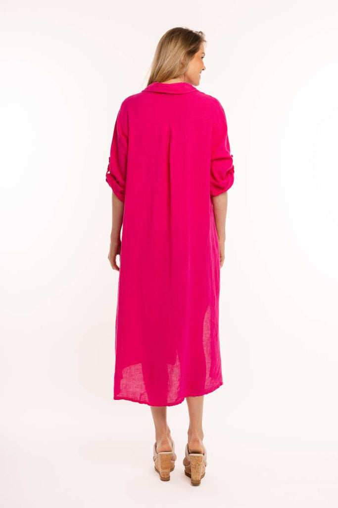 woven-3-4-sleeve-dress-in-fuchsia-m-made-in-italy-back-view_1200x